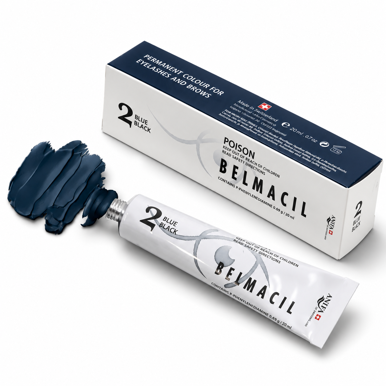 20ml tube of Belmacil Lash & Brow Tint, a professional Swiss-made cream tint for lash lifts and brow lamination.