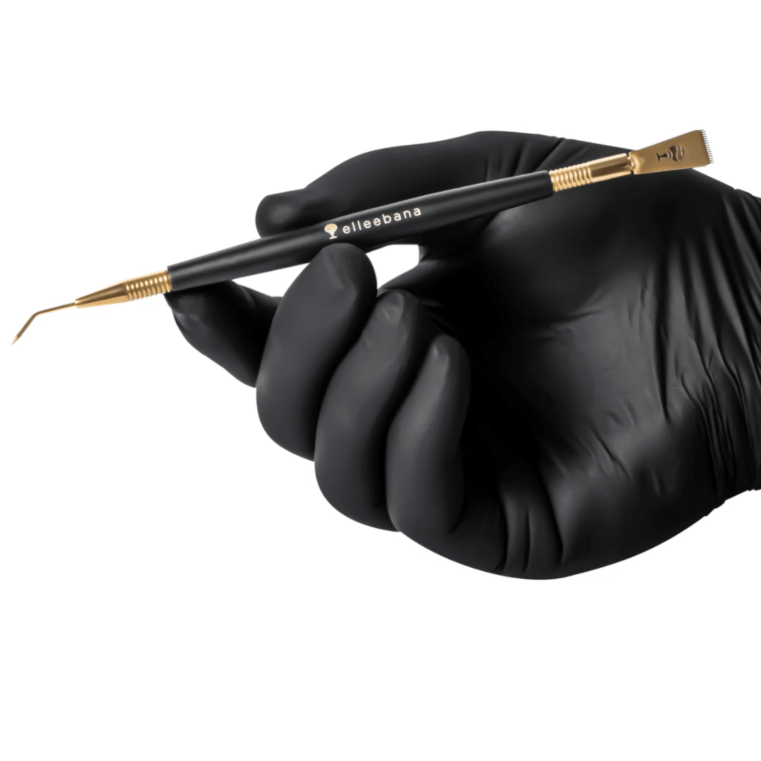 Elleebana Gold Precision Lifter Tool featuring a luxury composite handle and Japanese stainless-steel comb.