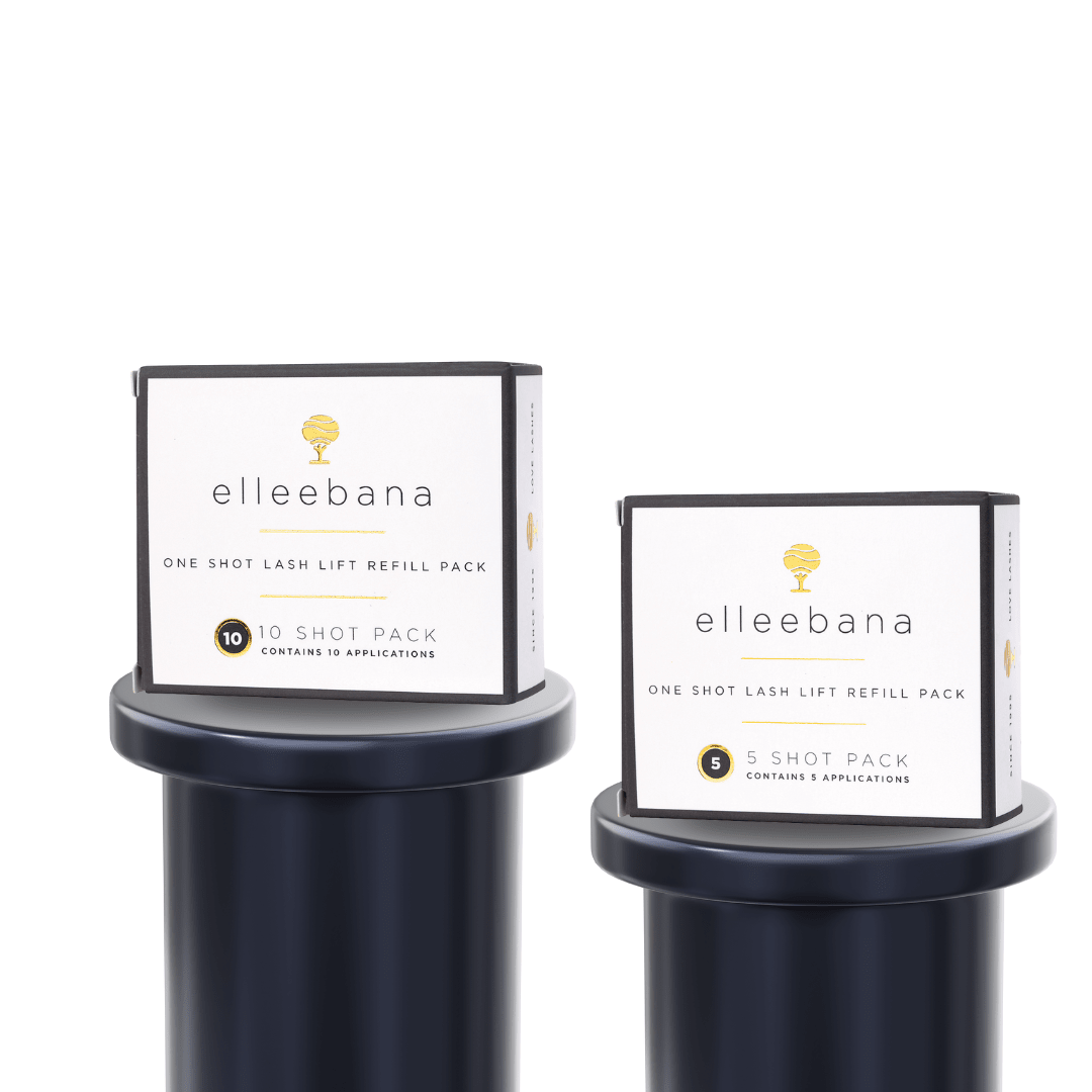 Pack of single-use Elleebana One Shot Lash Lift lift and setting sachets for professional lash lifting.
