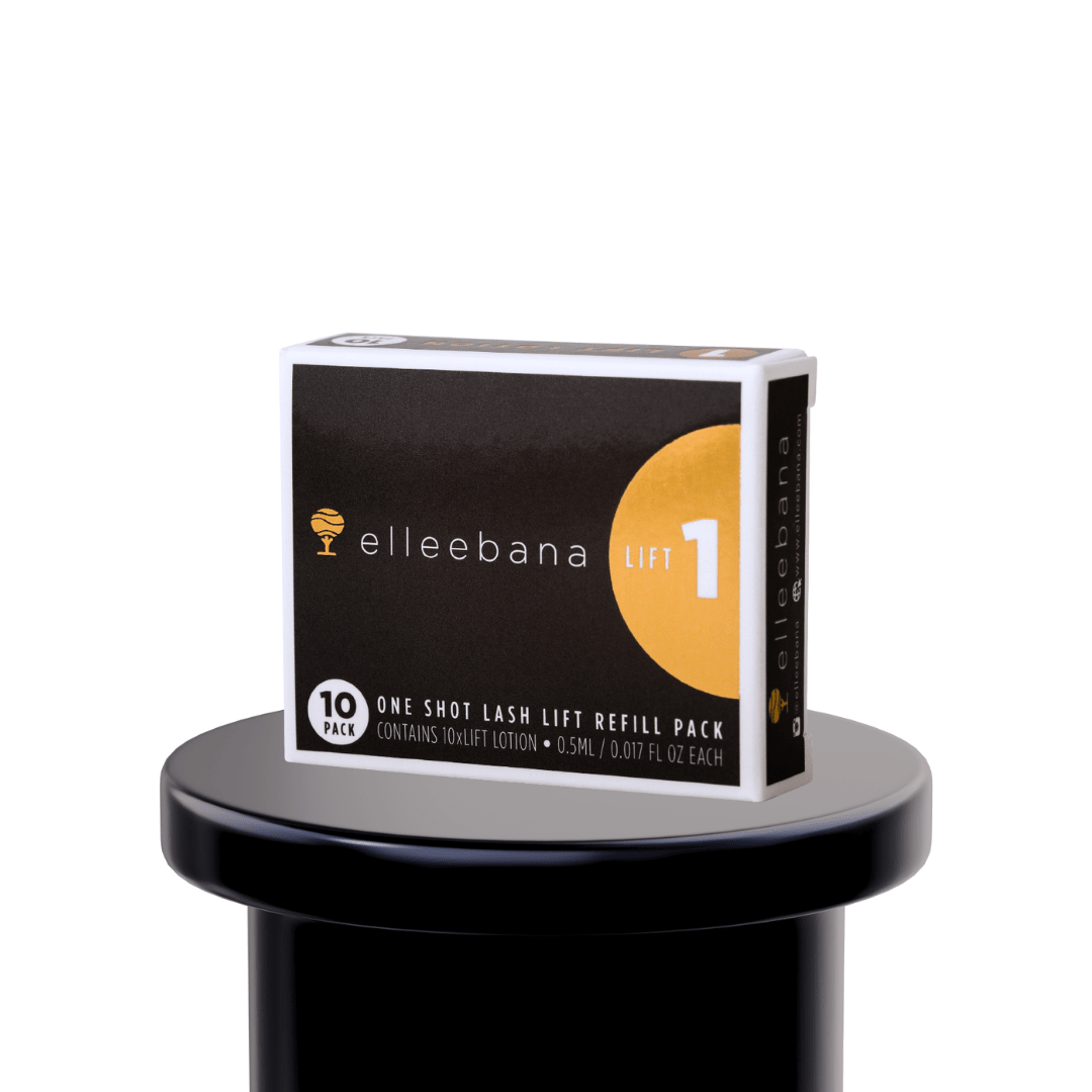 Pack of 10 Elleebana One Shot Lash Lift Step 1 lifting sachets for professional lash artists.