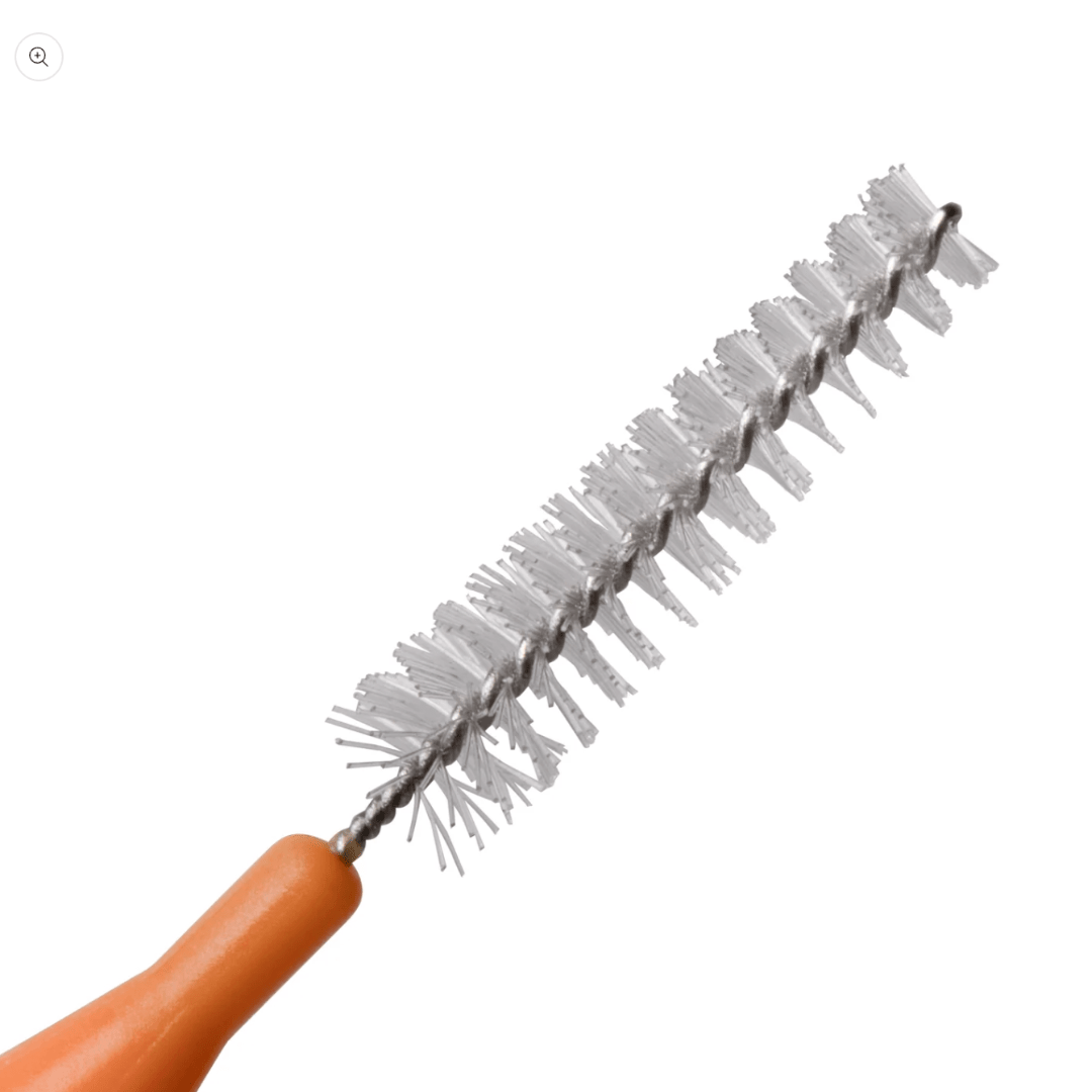 Close-up view of the fine brush tip on an Elleebana Wonder Wand designed for lash lift separation and brow lamination styling.