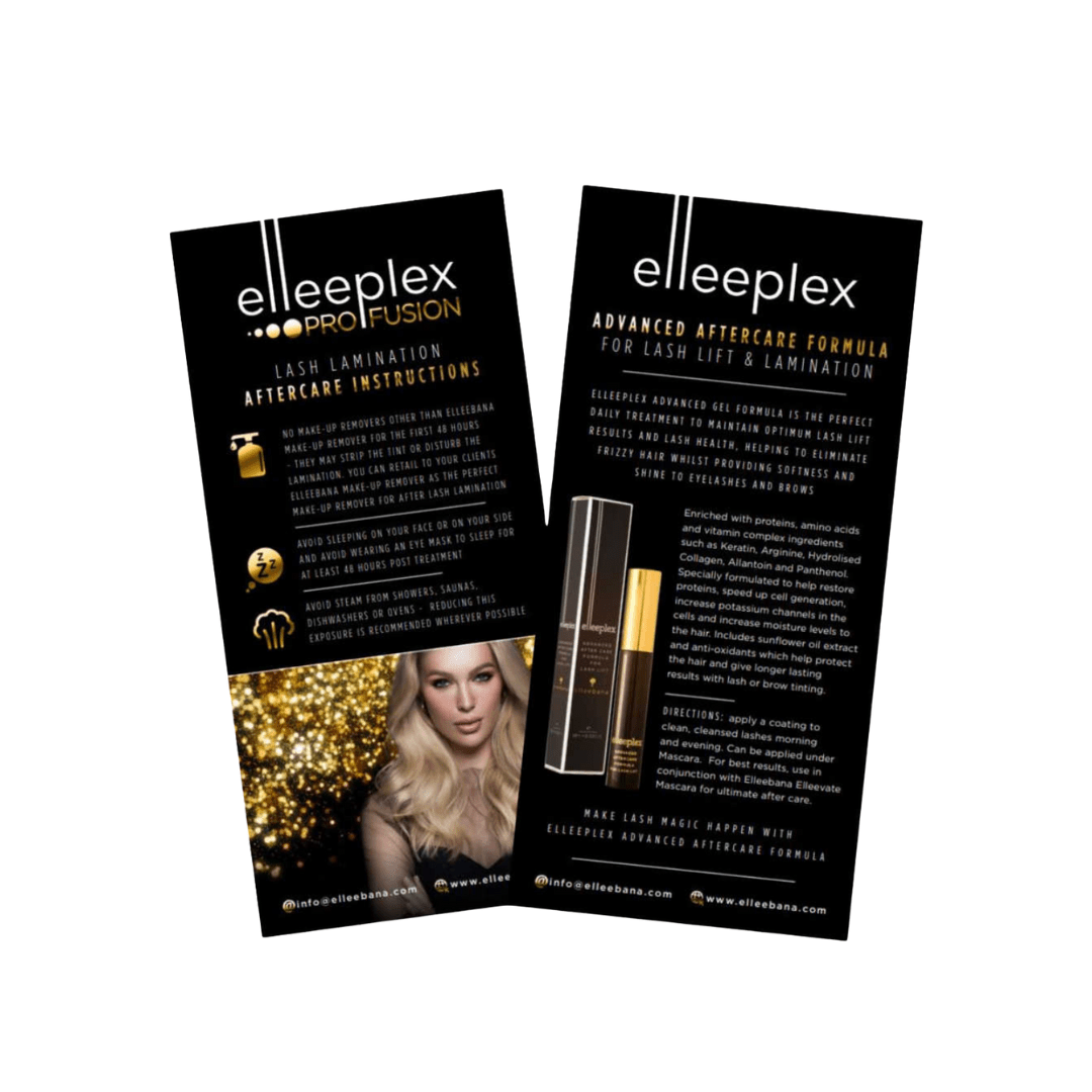 Front cover of an Elleeplex Profusion aftercare guide showing salon post-treatment maintenance advice.