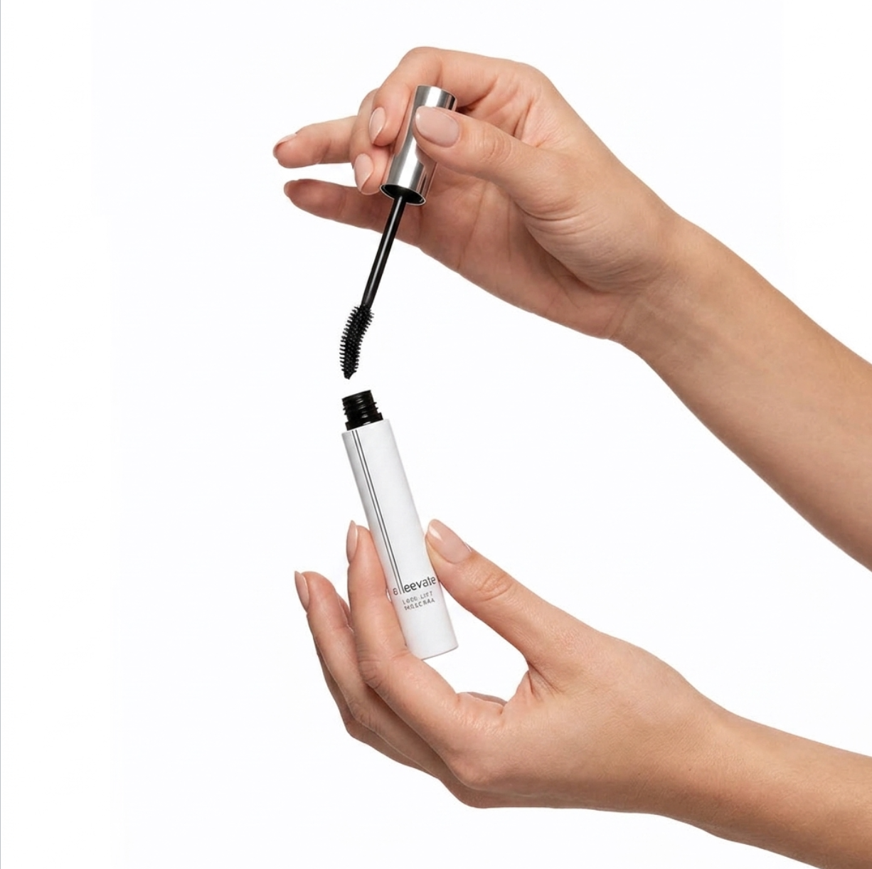 Detailed view of the Elleevate mascara wand brush designed for clump-free lash separation and lift.