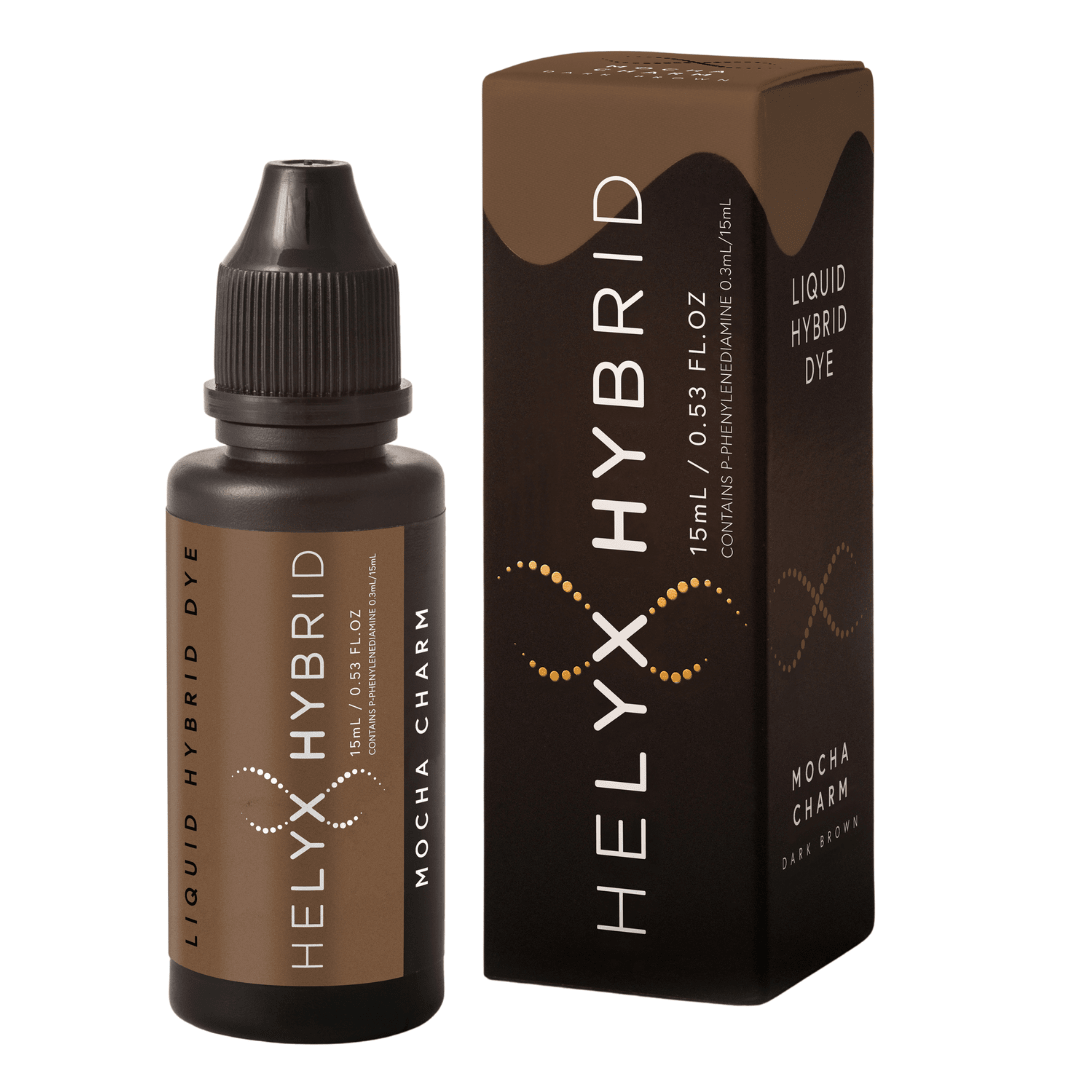 Full line-up of Helyx Hybrid Brow Stain tubes in seven versatile hair and skin tint shades.