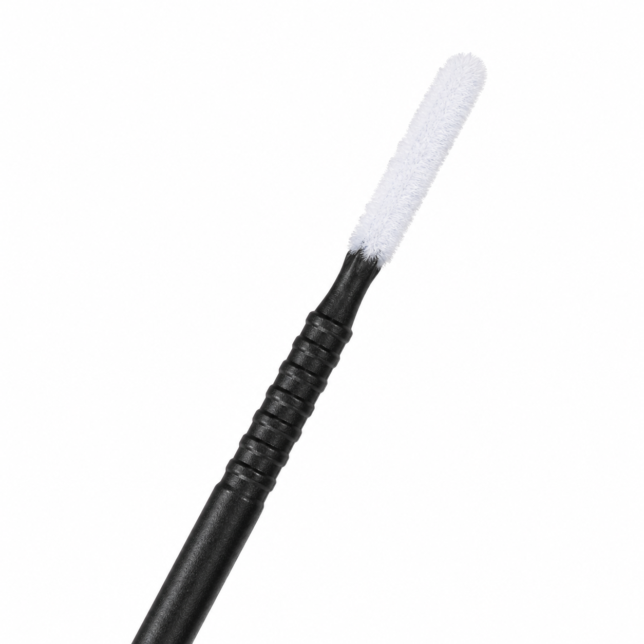 Long Tip Microbrushes single disposable lash and brow applicator with a white tip and black handle.