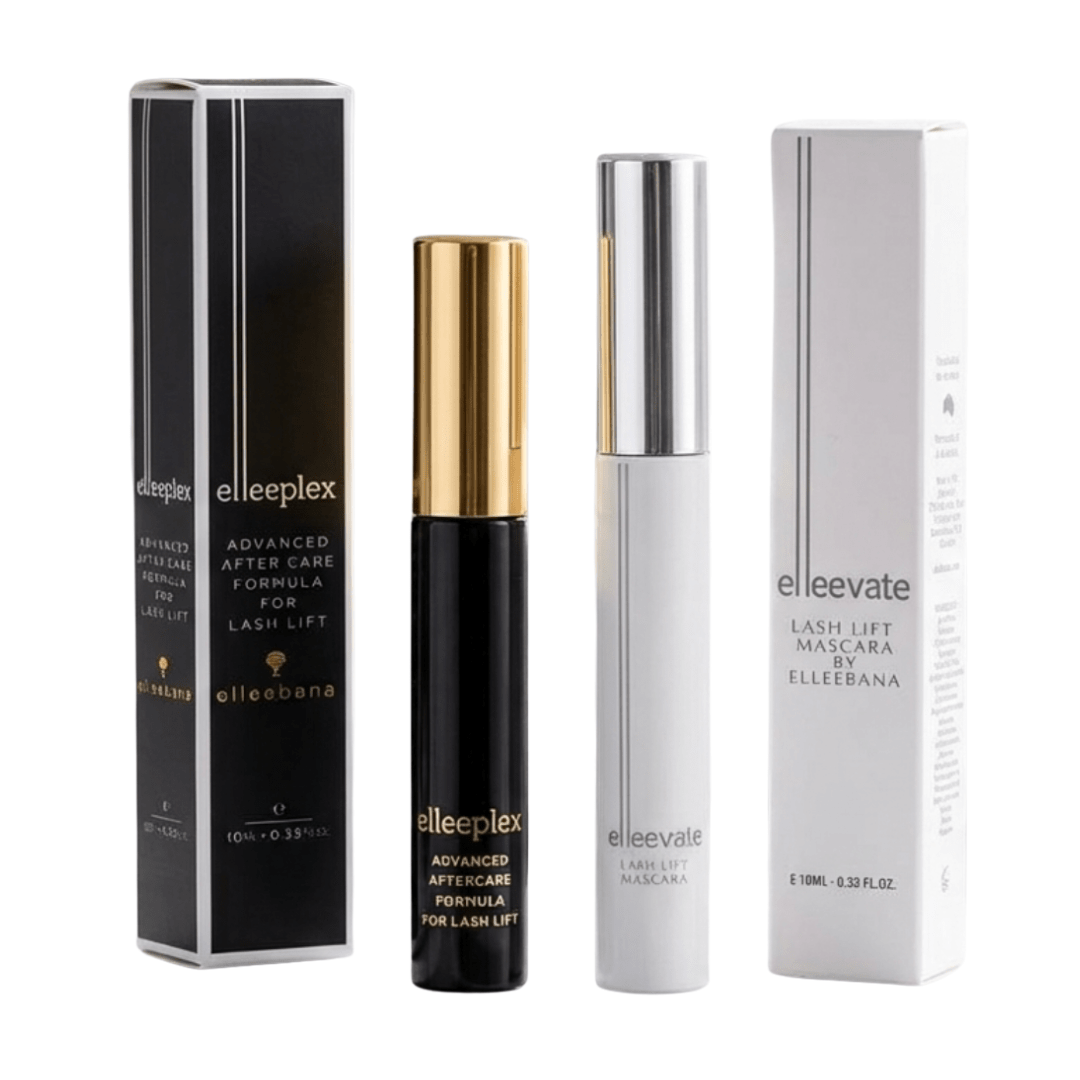 Elleeplex Advanced Aftercare Serum and Elleevate Lash Lift Mascara shown together in an Lash Lift Aftercare Set
