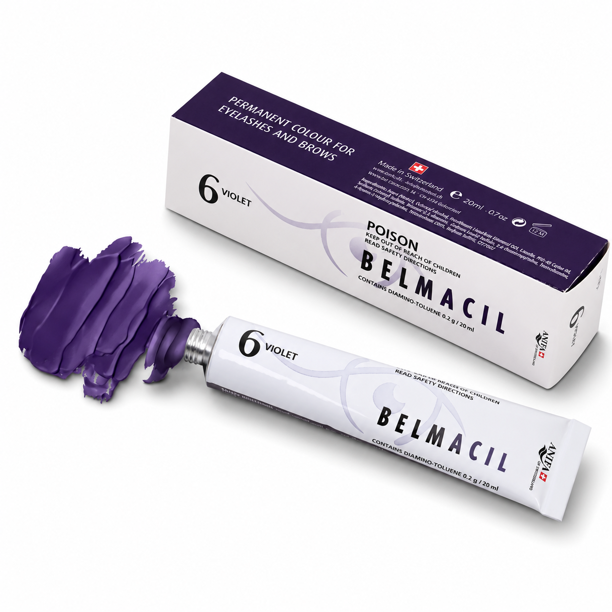 20ml tube of Belmacil Lash & Brow Tint, a professional Swiss-made cream tint for lash lifts and brow lamination.