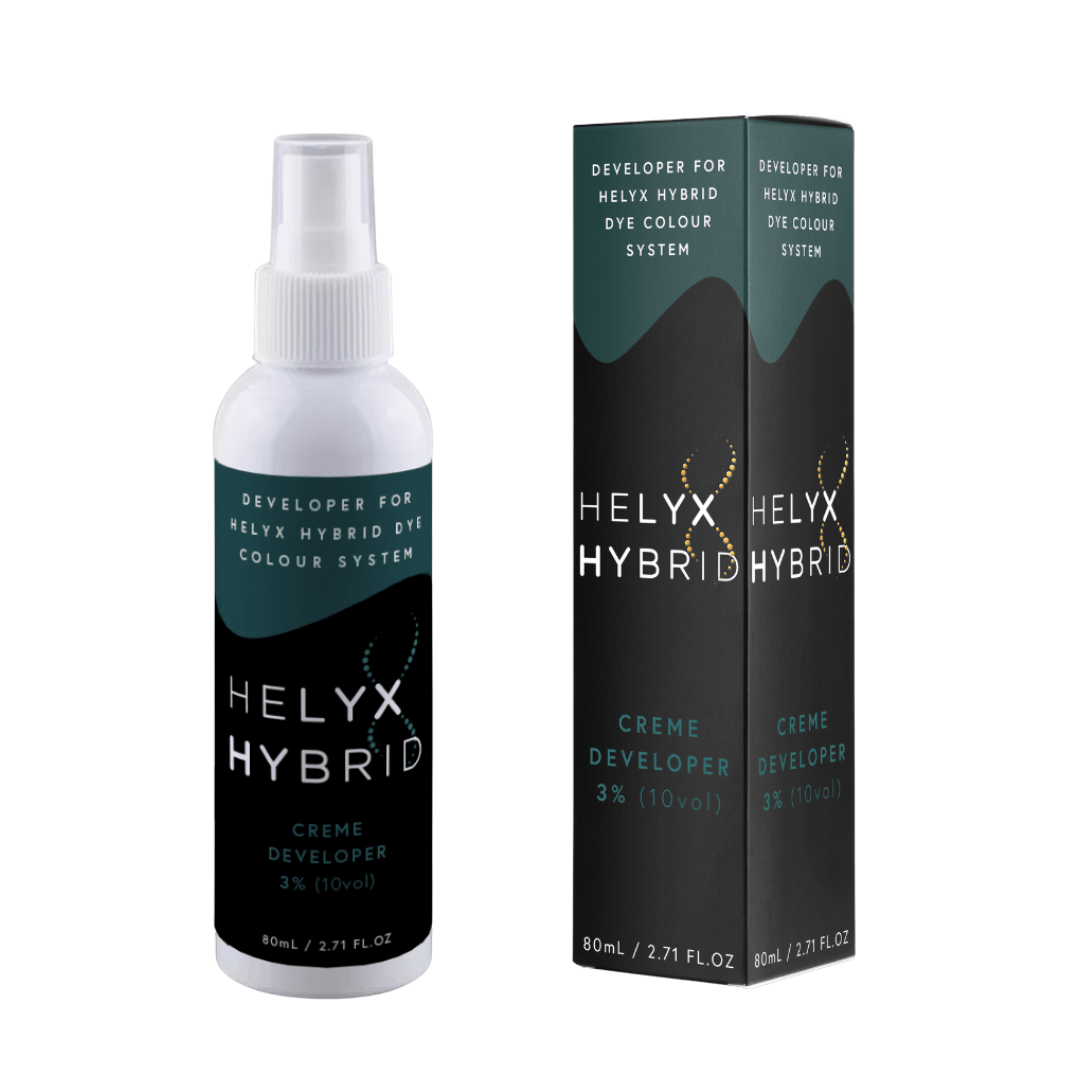 Helyx Hybrid  Cream Developer bottle for hybrid dye mixing.