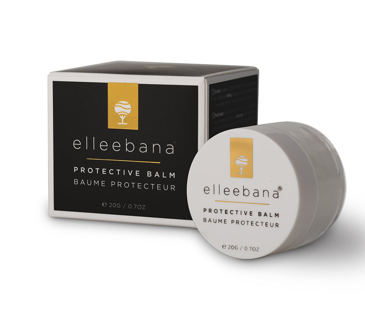 Elleebana Ellee Shield Protective Balm jar made with sweet almond oil and beeswax for lash and brow tinting protection.