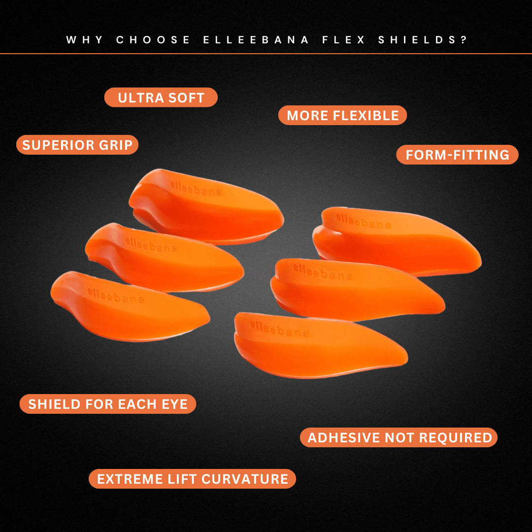Complete set of Elleebana Flex Shields made from soft flexible silicone for glueless eyelid placement.