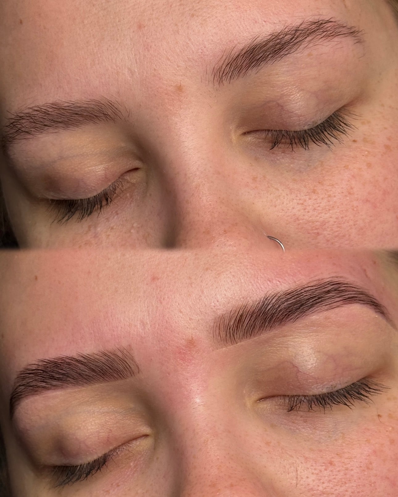 Detailed close-up view of Elleebana Helyx Hybrid Dye tubes, developer, and mixing dish for advanced brow tinting.