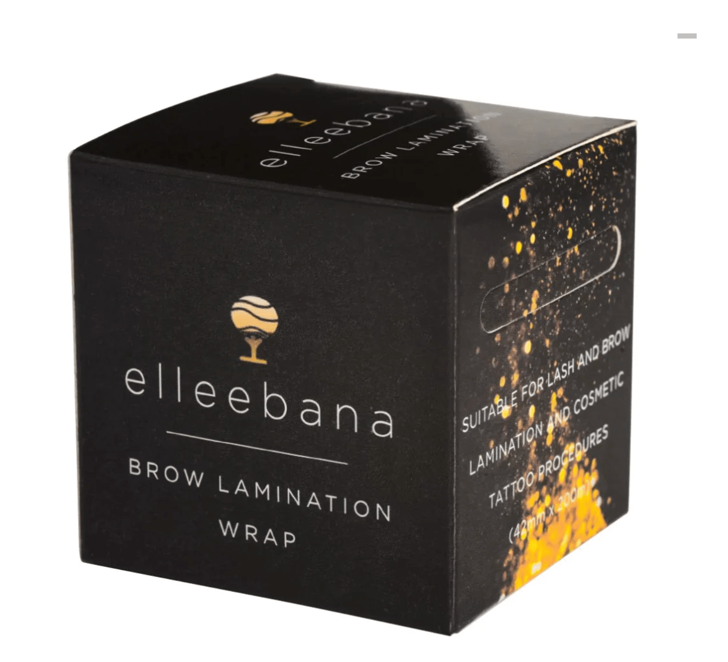 Close-up of the integrated cutter dispensing a custom length of clear Elleebana lash and brow processing film.