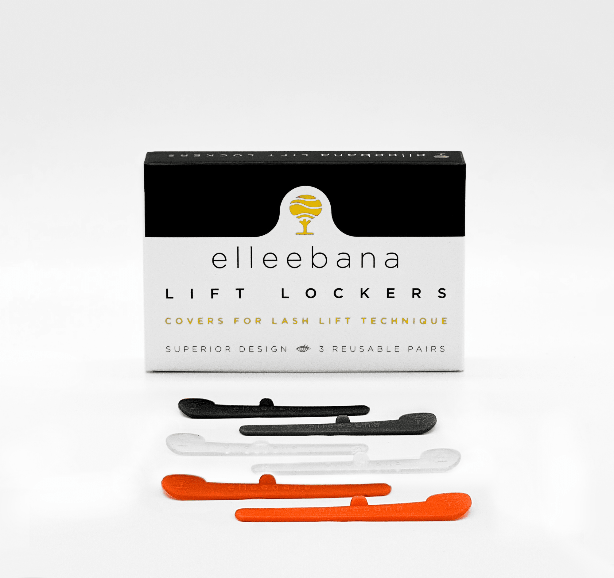 Detailed close-up view showing the sleek curvature and soft flexible silicone material of an orange Elleebana Lift Lockers.
