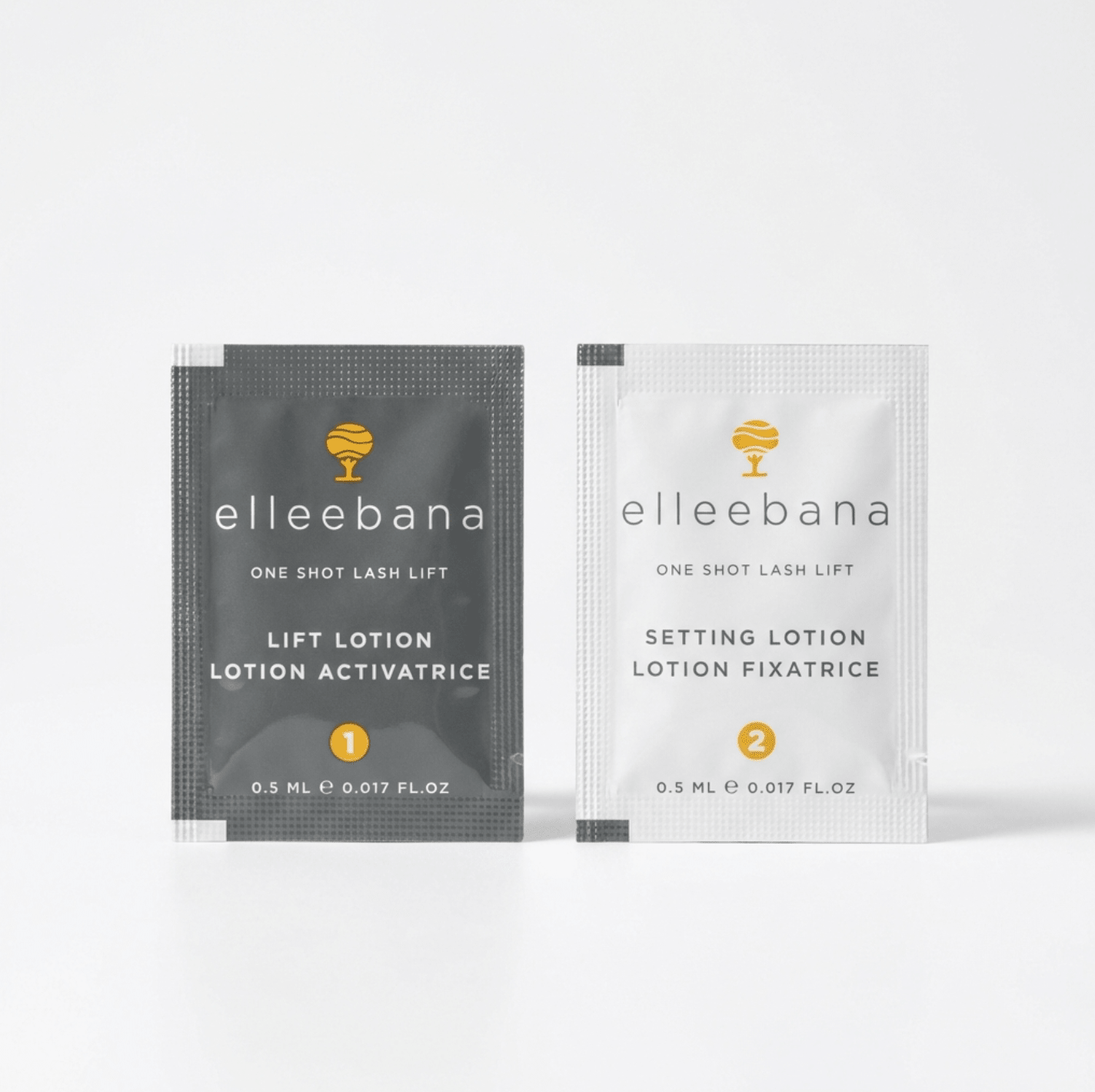 Close-up view of single-use Elleebana One Shot Lash Lift Trial Sample Pack