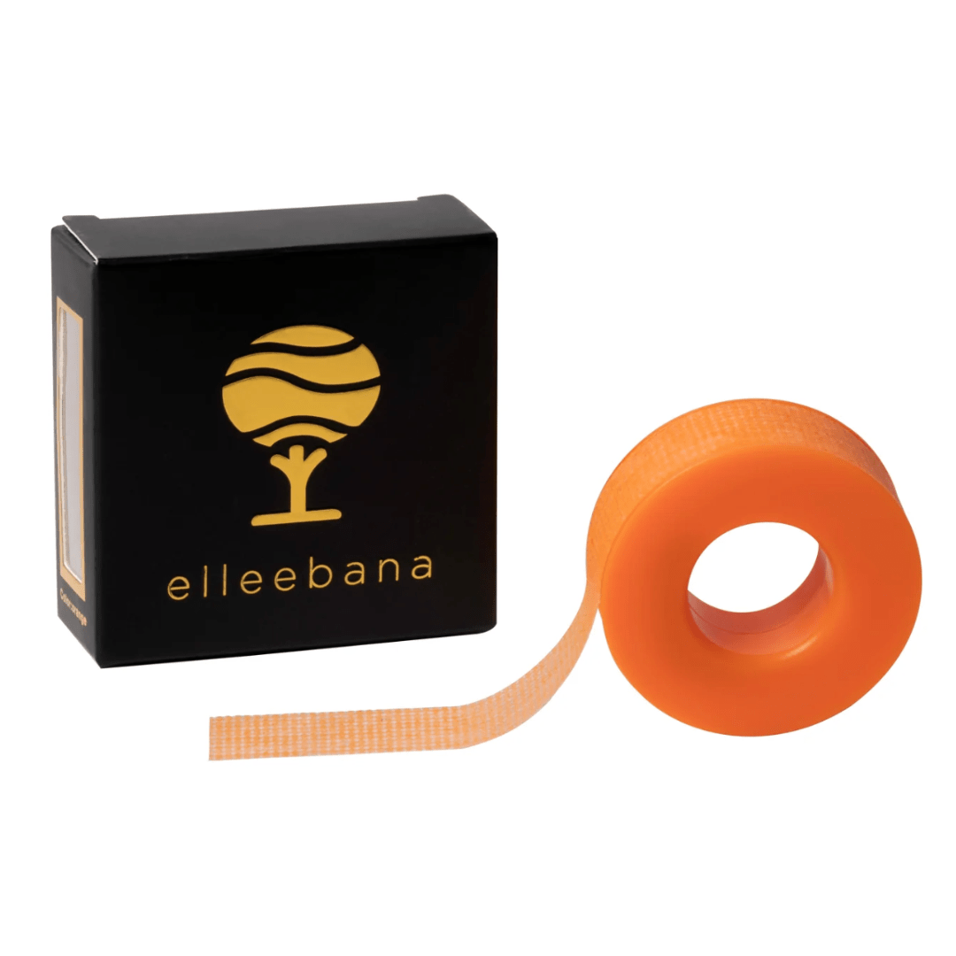 Close-up view of the breathable, easy-tear orange silicone tape texture designed for sensitive skin.
