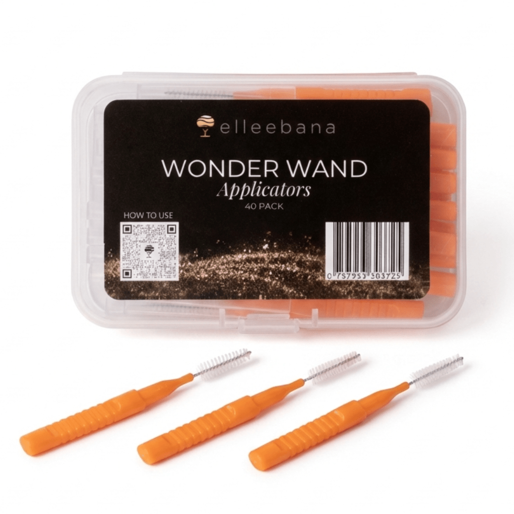 Pack of 40 Elleebana Wonder Wands detailing brushes stored in a clear reusable plastic container.