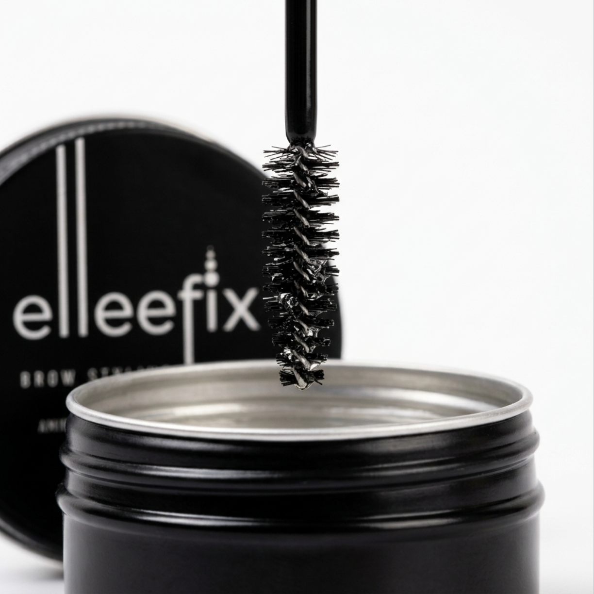 Clear, non-greasy wax formula swatch of Elleefix Brow Styling Wax.