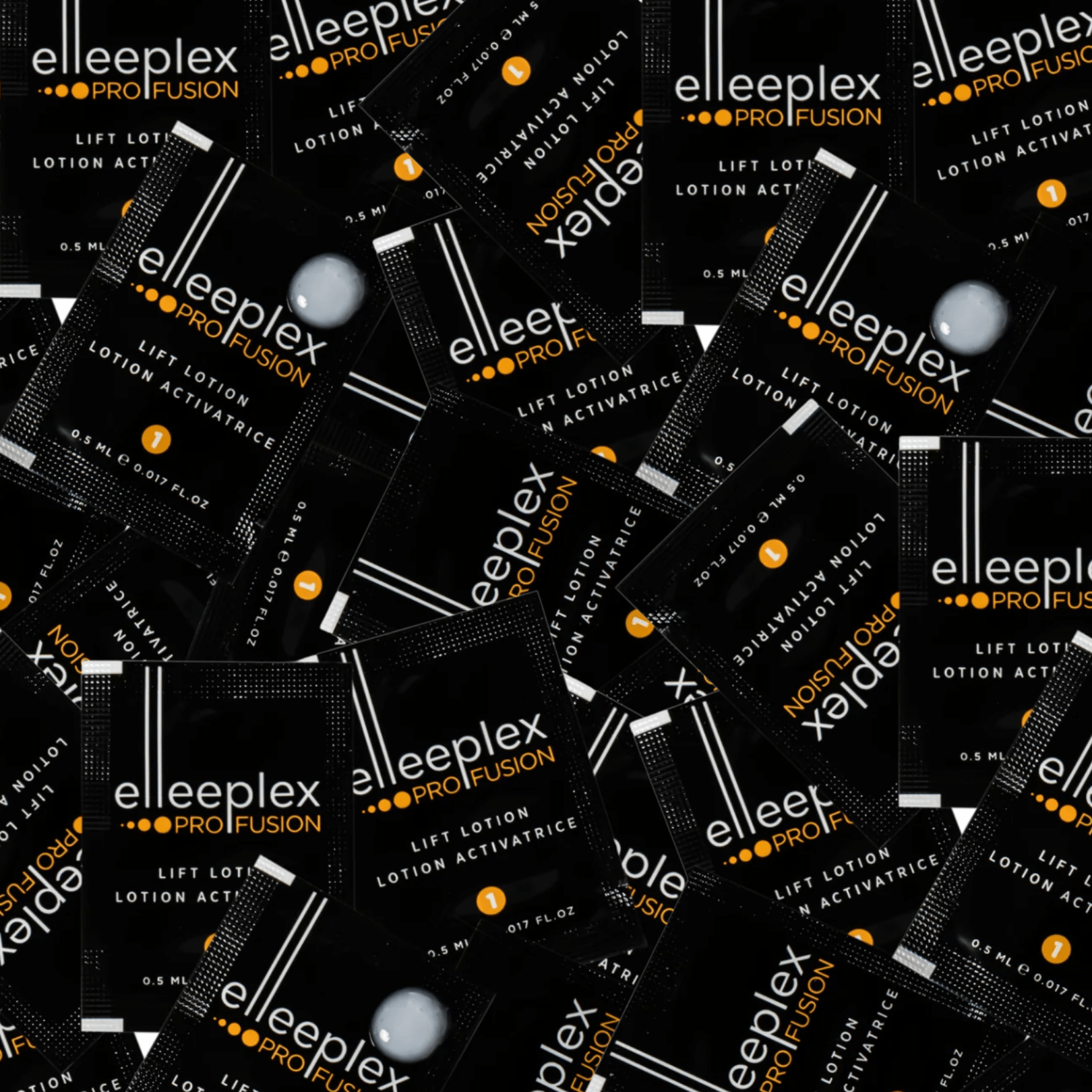 Close-up view of a single Elleeplex Profusion Step 1 LIFT sachet formulated with Cysteamine HCL.
