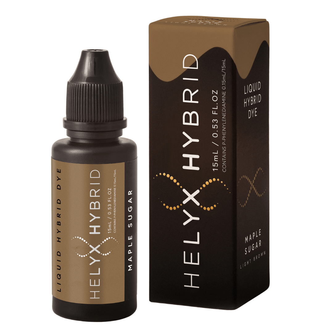 Full line-up of Helyx Hybrid Brow Stain tubes in seven versatile hair and skin tint shades.