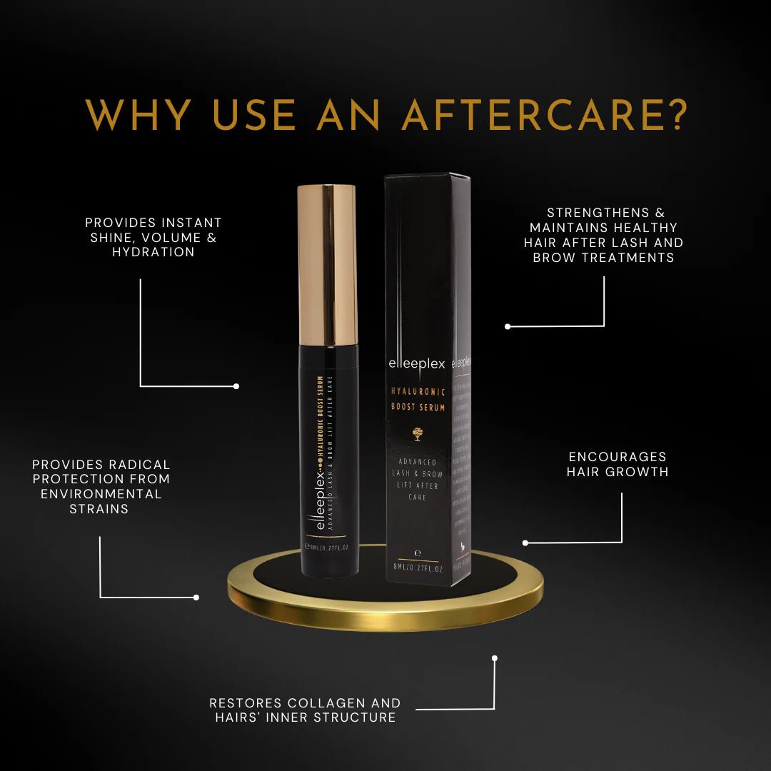 Professional Brow Lamination Aftercare Set featuring Elleeplex Hyaluronic Boost Serum and Elleefix Styling Wax.